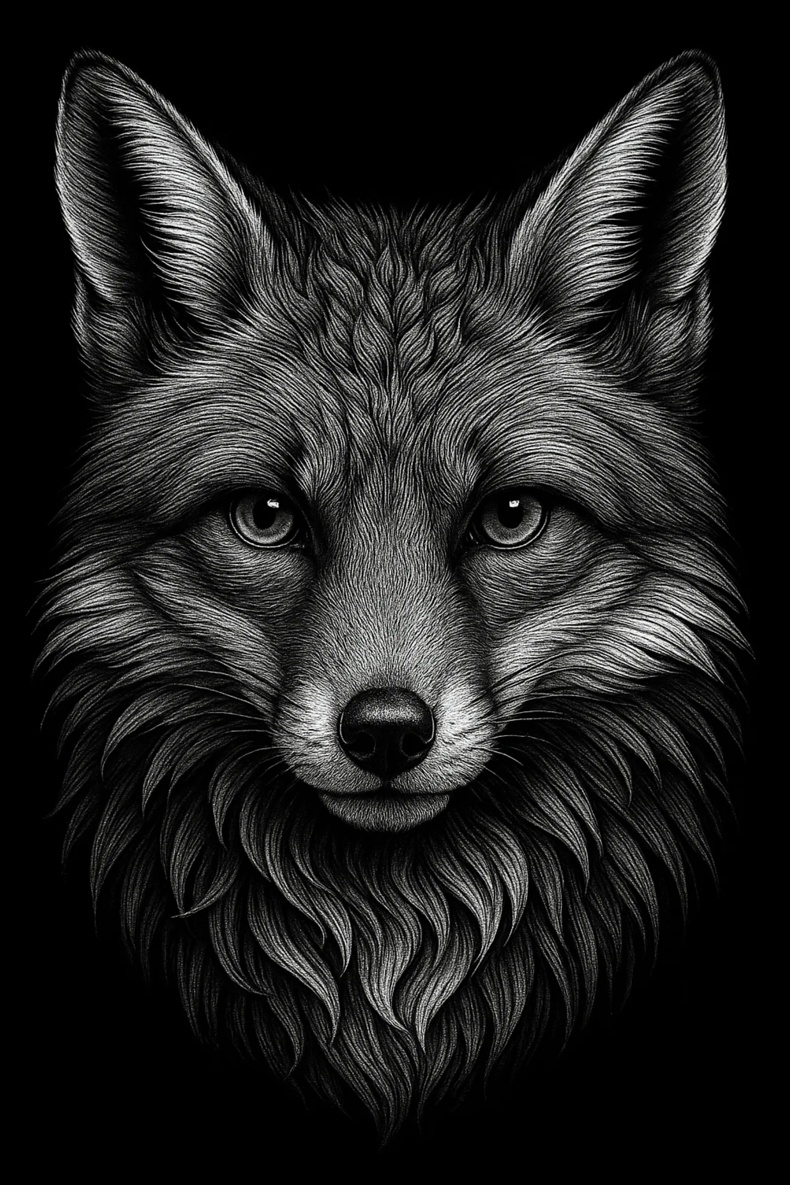 Renard gravé sur ardoise